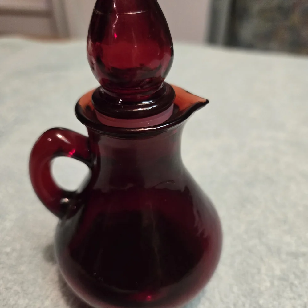 Vintage AVON RUBY RED GLASS CRUET STRAWBERRY BATH FOAM 4 OZ Glass Only